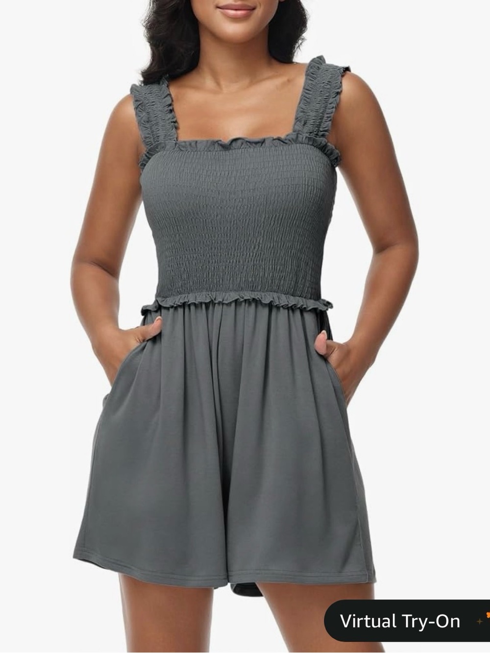 Ruffle-Strap Romper in BLUE